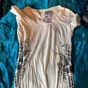 Crash & Burn Cream and Black Fitted Short Sleeve Tee